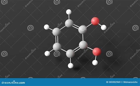 Catechol Molecular Structure Ortho Isomer Ball And Stick 3d Model