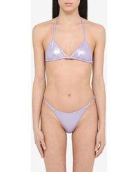 The Attico Lilac Triangle Spread Bikini In Pink Lyst