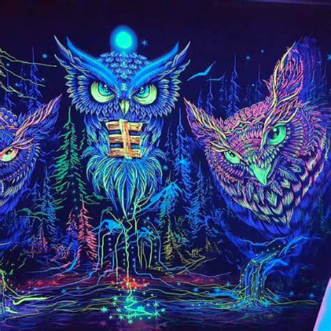 Forest Mystical Boho Tapestry Night Owl Fractalika