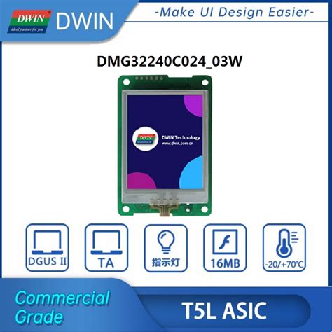 Dwin Inch Resolution Hmi Touch Screen Commercial Grade Uart