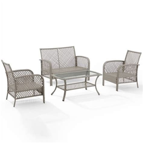 Crosley Tribeca Piece Wicker Patio Sofa Set In Charcoal And Gray