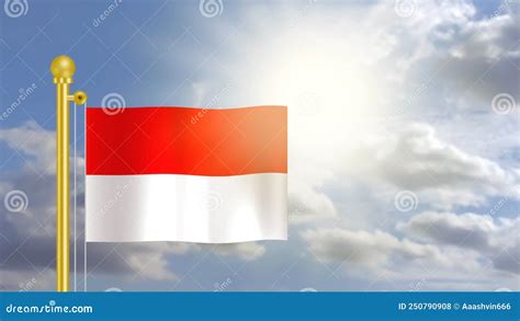 Indonesia Flag Waving on Wind in Blue Sky Stock Photo - Image of ...