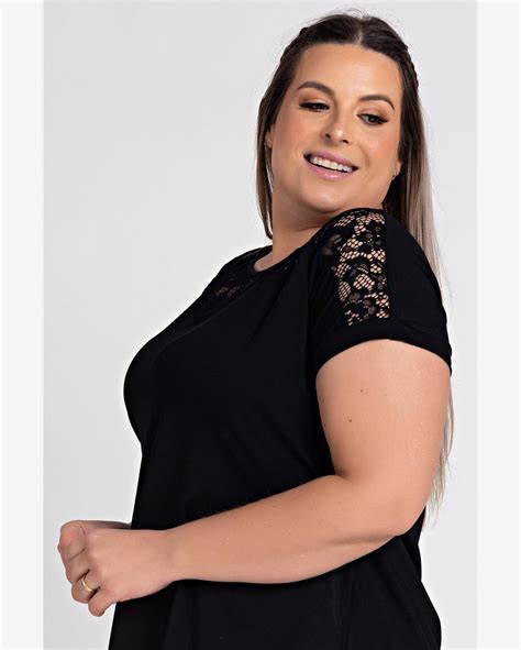 Riachuelo Blusa Feminina Plus Size Visco Detalhe Renda Serena