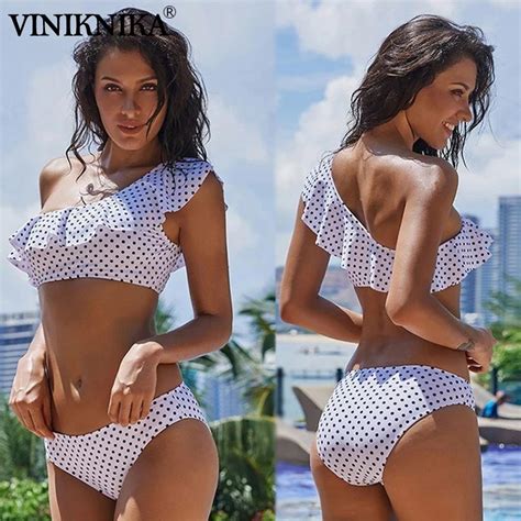 Aliexpress Buy Viniknika One Shoulder Swimsuit Ruffle Swimwear