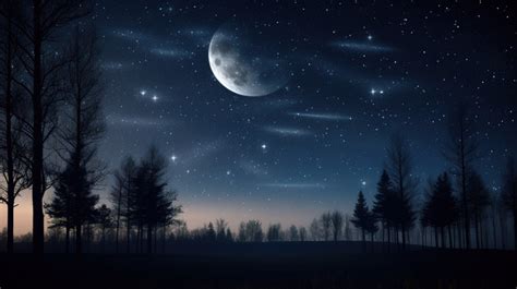 Night Sky Moon Beautiful By With Stars And Backgrounds Free