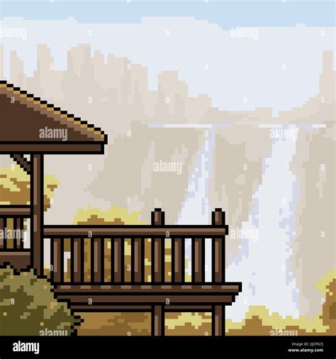 Pixel Art Of Water Cliff Balcony Stock Vector Image And Art Alamy