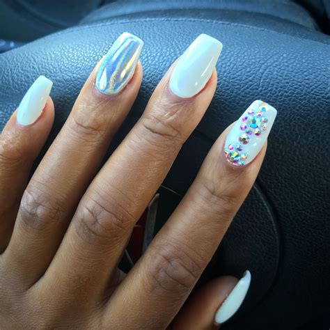 Meshacheriexo On Instagram And Twitter Coffin Nail Designs White