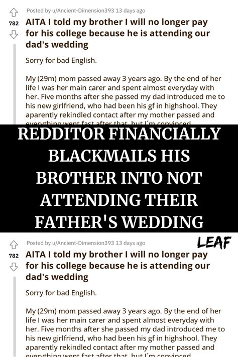 Redditor Financially Blackmails His Brother Into Not Attending Their