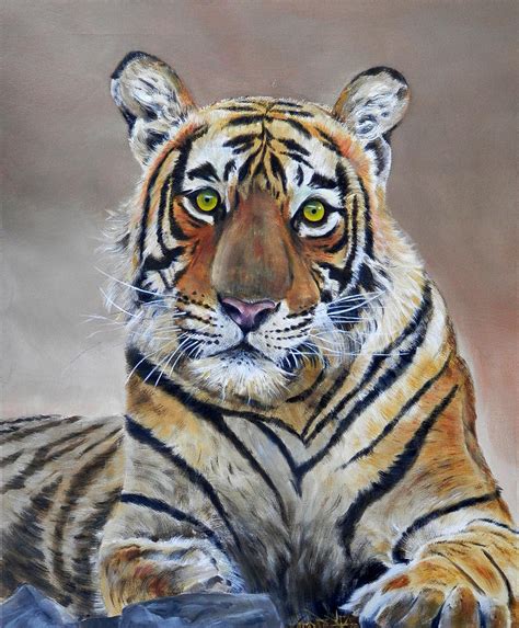 Tiger Portrait Painting By John Neeve Fine Art America