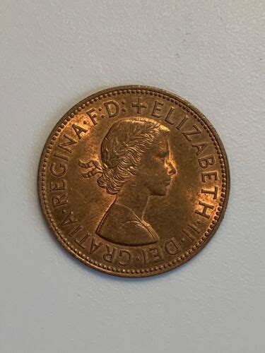 Elizabeth Ii Dei Gratia Regina F D One Penny Coin Great Britain