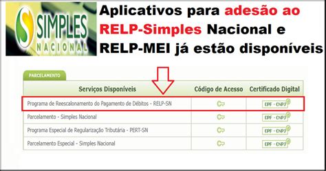 Aplicativos Para Ades O Ao Relp Simples Nacional E Relp Mei J Est O