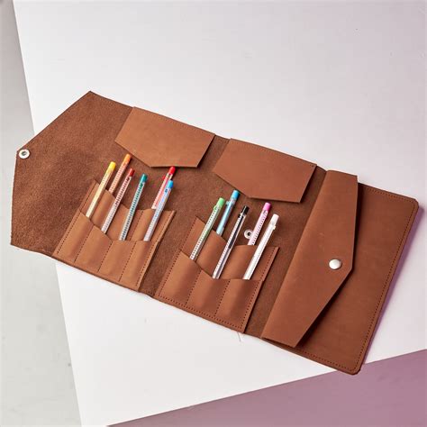 Leather Artist Tool Roll Leather Pencil Holder Roll Up Pencil Case