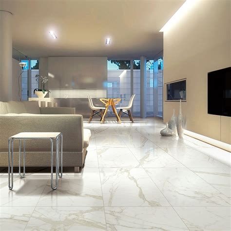 Barnaby White Marble Effect Gloss Porcelain Wall And Floor Tile