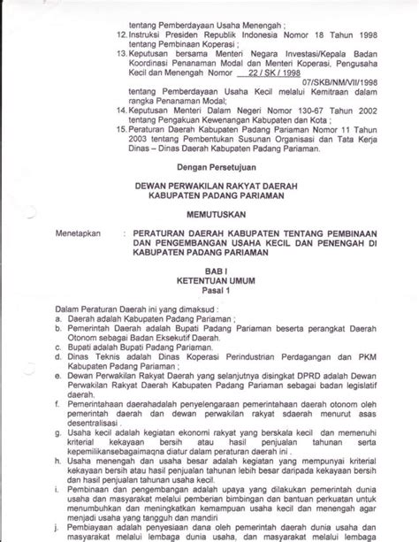 Perda Kab Padang Pariaman No 08 Tahun 2004 Tentang Pembinaan Dan