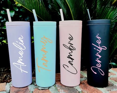 Personalized Tumbler With Lid And Straw Acrylic Rubber Etsy