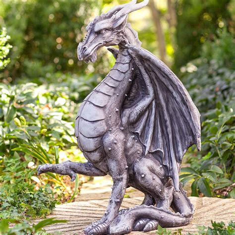 Wind&Weather Large Indoor/Outdoor Medieval-Dragon Statue Courtyard ...