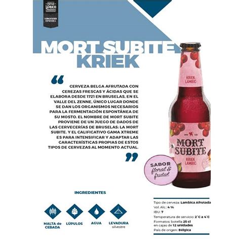 Cerveza Mort Subite Kriek Lambic Botella Cl Carrefour