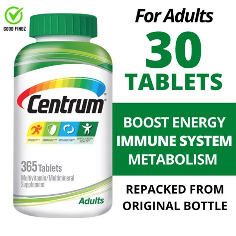 Centrum Multivitamins For Adult 30 Tablets Repacked Complete Vitamin C