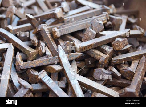 Old Rusty Railroad Spikes Stock Photo Alamy