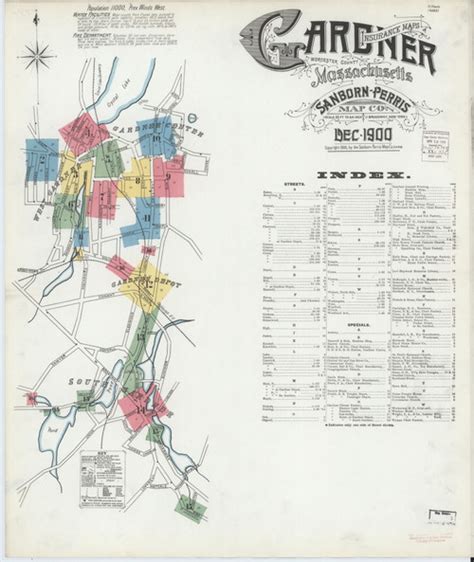 Gardner 1900 Old Map Massachusetts Fire Insurance Index Old Maps