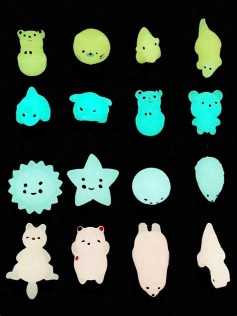 Random Glow In The Dark Squishy Toys Cute Cartoon Glow Mochi Squishies