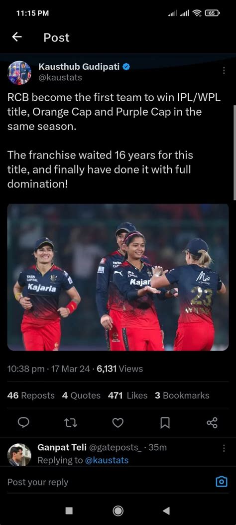 Twitter Reactions Fans Erupt In Joy As Rcb Women Clinch Wpl