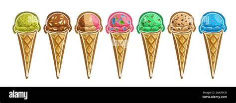 Vector Set Of Ice Creams Cones Cut Out Illustration Of Delicious