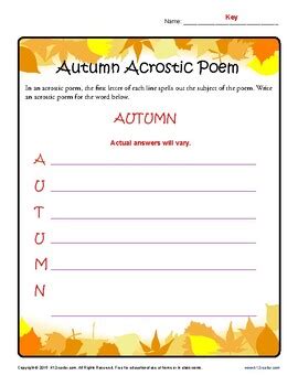 Autumn Acrostic Poem by jossy seriphin | TPT