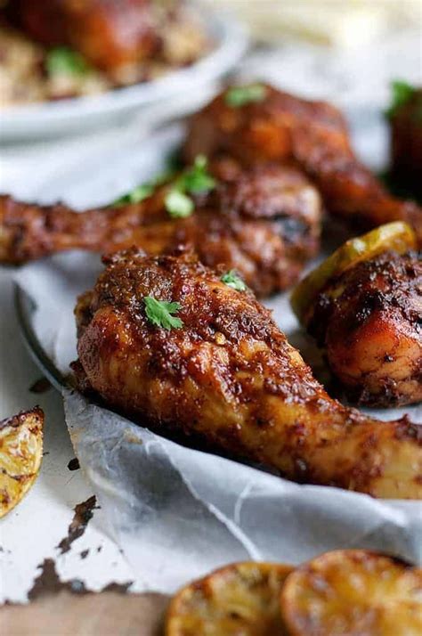 Jamaican Jerk Chicken Drumsticks With Caribbean Rice With Peas Beans