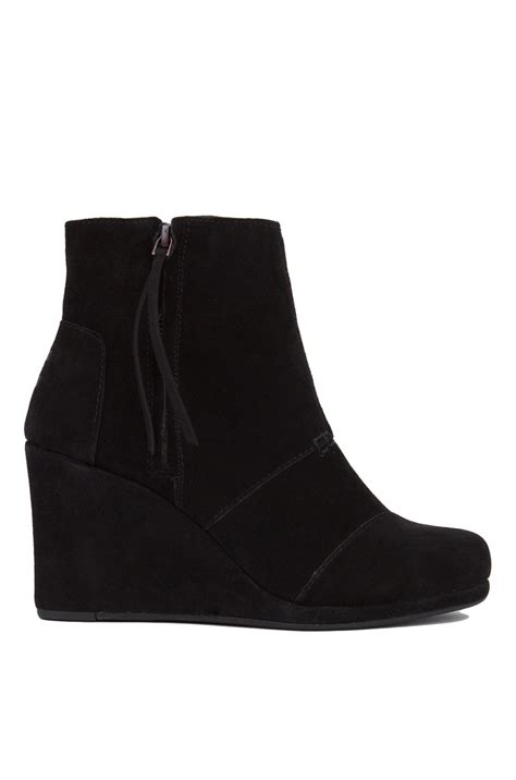 Lyst Toms Desert Wedge High Ankle Boots Black Suede In Black