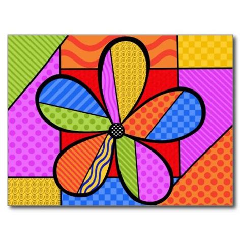 Whimsical Cubism Flower Postcard With Background Zazzle Markers