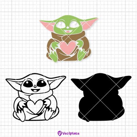 Baby Yoda Heart Svg Star Wars Svg Valentine S Day Svg Cut File