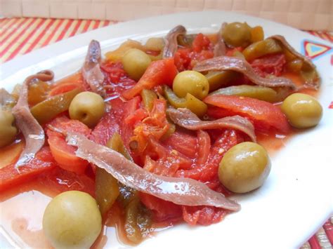 Receta Ensalada De Tomates Pimientos Y Anchoas Mayte En La Cocina