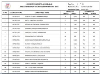 Gujarat University CCC Result 2021 OUT ~ Download GU Score Card - PuzzlesHuB