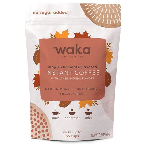 Waka Premium Instant Coffee — Maple Chocolate Flavored — 100 Arabica Freeze Dried