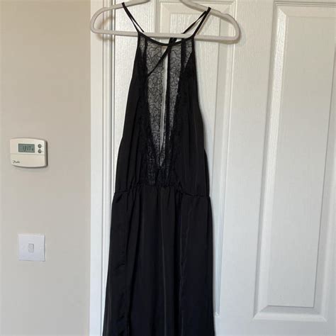 Asos Black Silky Maxi Dress With Lace Ties At The Depop