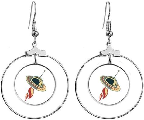 Universe Alien Monster Ufo Earrings Dangle Hoop Jewelry Drop Circle