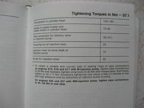 Torque Specs Mercedes Benz