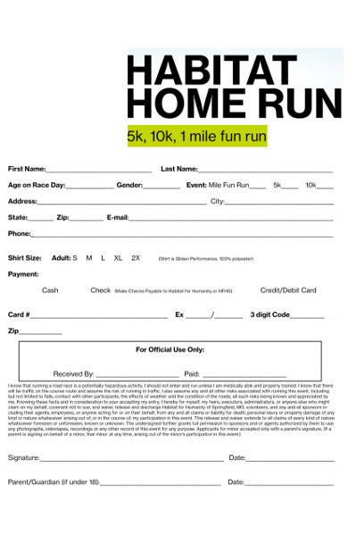 Free Race Registration Form In Pdf Ms Word