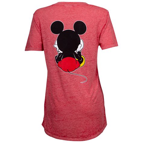 Mickey Mouse Front And Back Juniors Fitted Red T Shirt