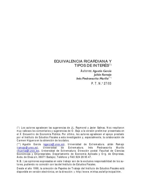 Pdf Equivalencia Ricardiana Y Tasas De Interes Dokumen Tips