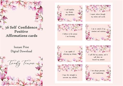 36 Self Confidence Affirmations Printable Cardspositive Affirmations