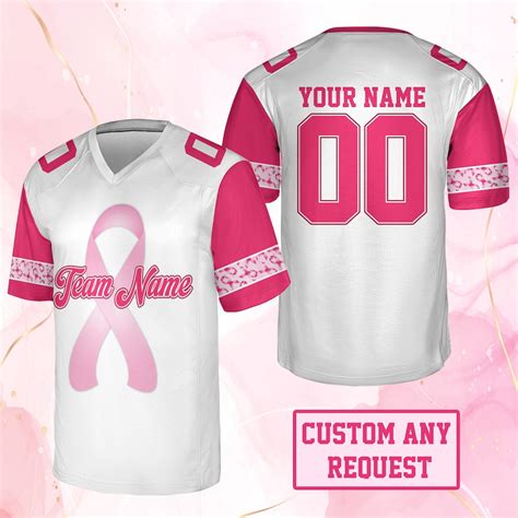 Personalized Name Breast Cancer Football Jersey Pink Ribbon Breast Cancer Awareness Jersey Us