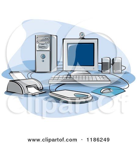 Clipart of a Desktop Computer Work Station Set up - Royalty Free Vector ...