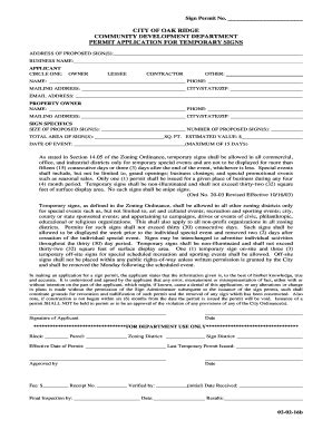 Fillable Online PERMIT APPLICATION FOR TEMPORARY SIGNS Fax Email Print