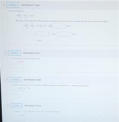 Solved Prove the identity cos 2π θ sinθ We begin on the Chegg