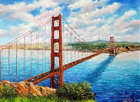 Golden Gate Bridge Original Painting San Francisco Wall Art Sf