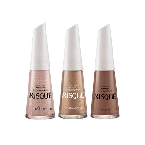Risque Kit Esmaltes Tons Nude Hipoalerg Nicos Shopee Brasil