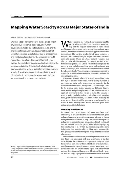 (PDF) Mapping Water Scarcity across Major States of India