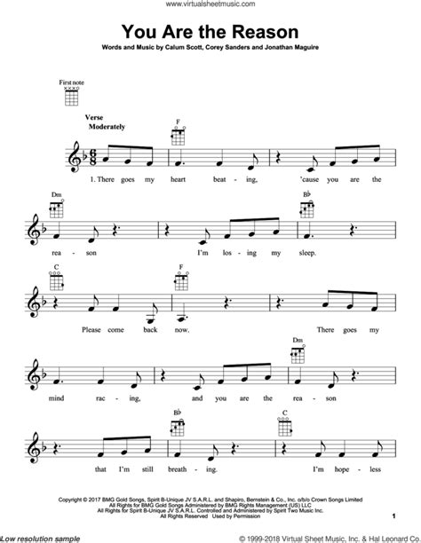 You Are The Reason sheet music for ukulele (PDF-interactive)